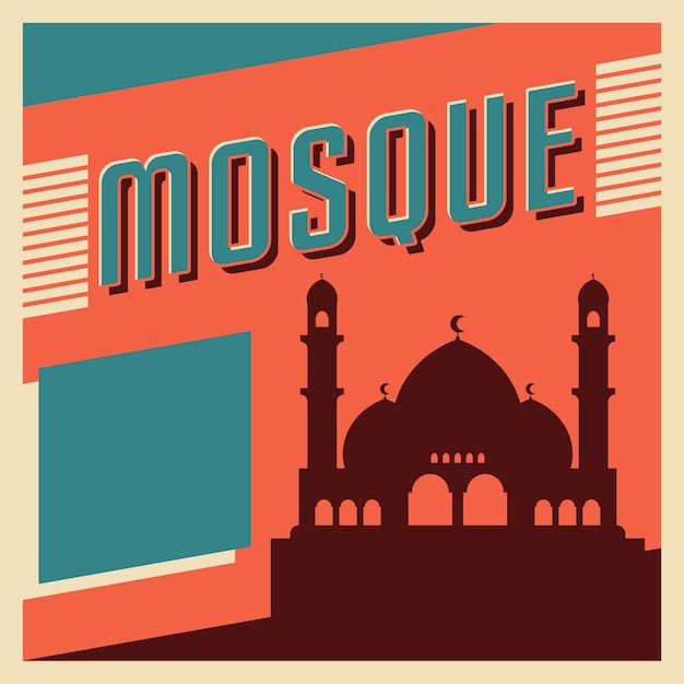 Vector retro moskee arabische poster