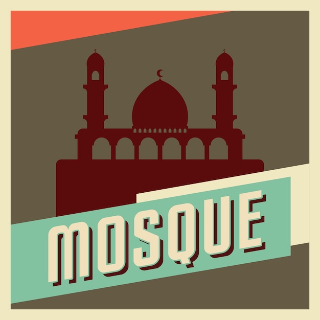 Vettore retro manifesto arabo della moschea