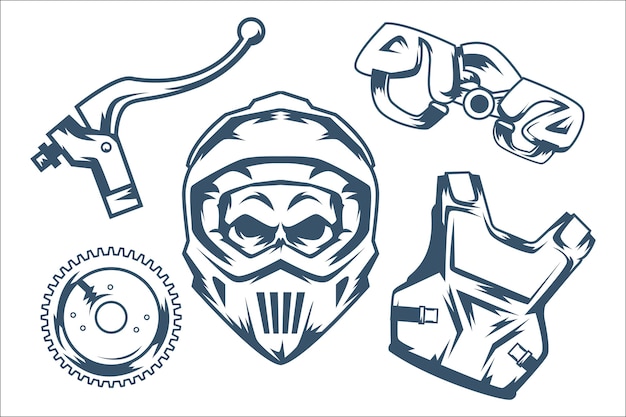 Retro motocross elements pack