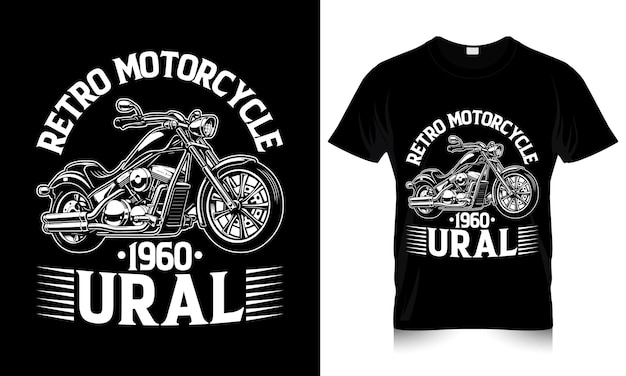 Vector retro motorcycle 1960 biker tshirt design