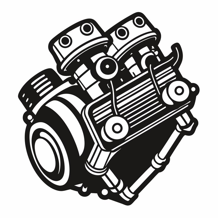 Vector retro motorcycle engine illustration for vintage auto enthusiasts