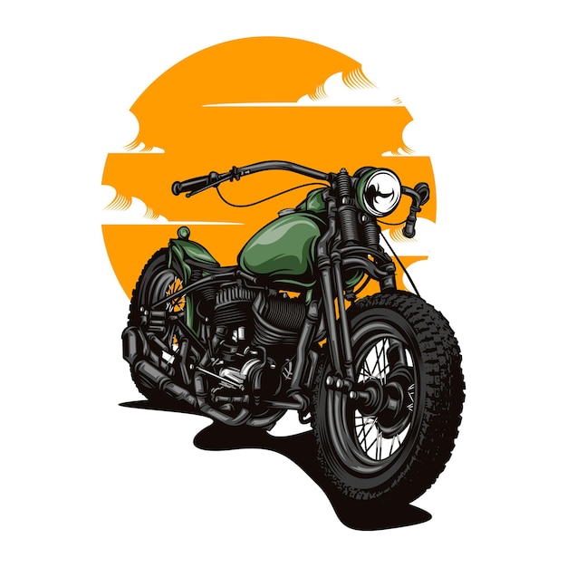 Vector retro motorcycle illustration with solid color