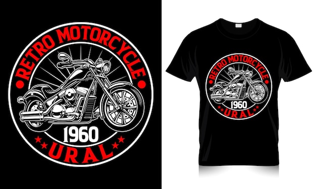 Vector retro motorfiets 1960 ural biker tshirt design