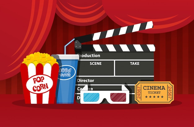 Retro movie set. cinema items