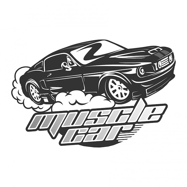 Ретро muscle car логотип вектор