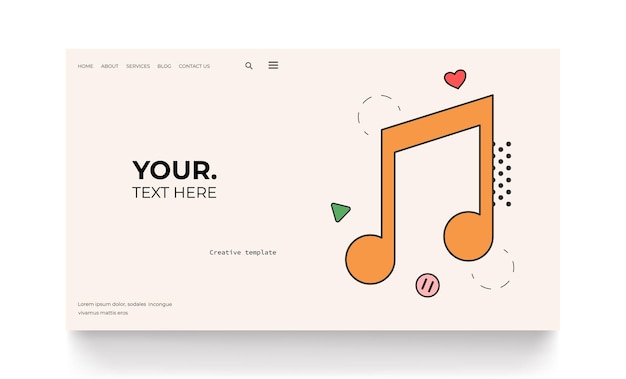 ベクトル webページのレトロな音楽のランディングページレトロな色とスタイルフラットベクトルイラスト