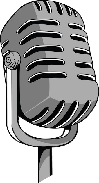 retro music microphone greyscale concept