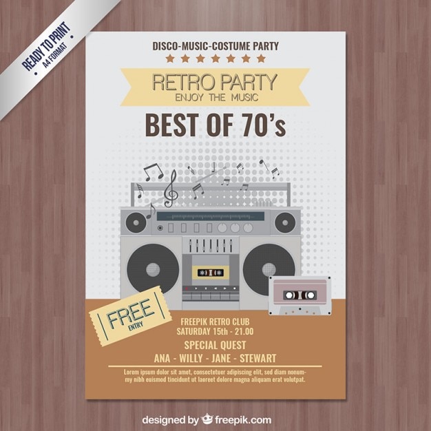 Vector retro music party poster