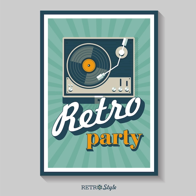 Retro music. player for vinyl records. logo, icon.