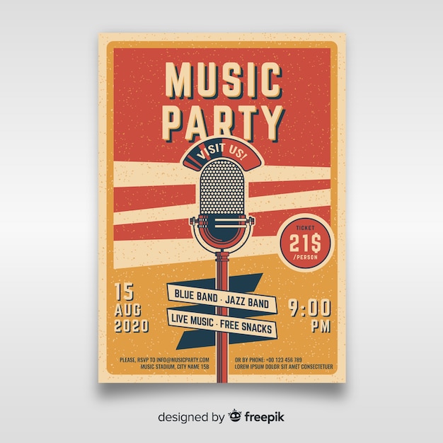 Vector retro music poster template