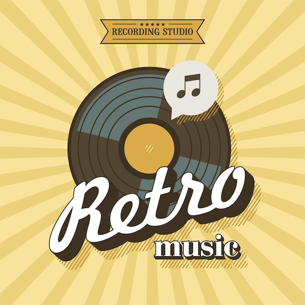 Vector retro music. vector poster in retro style. the vinyl record. recording studio