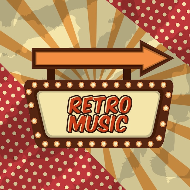 Vector retro muziek billboard lichten pijl vintage achtergrond