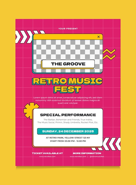 Vector retro muziek evenement ontwerp poster.