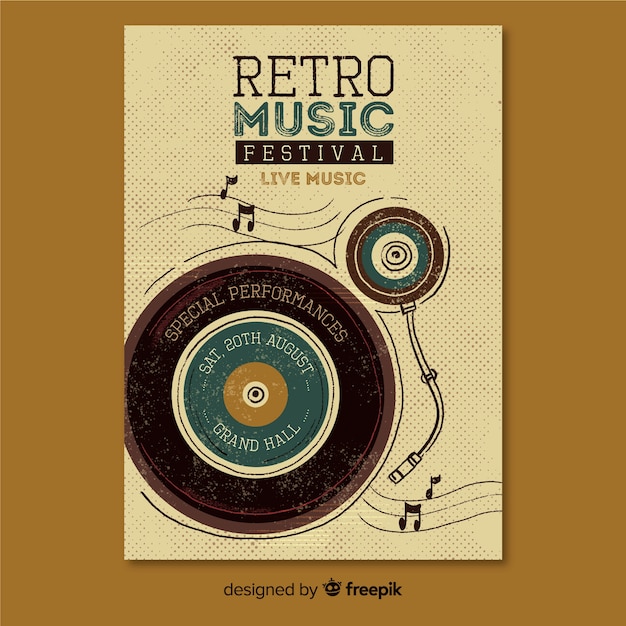 Retro muziek poster sjabloon