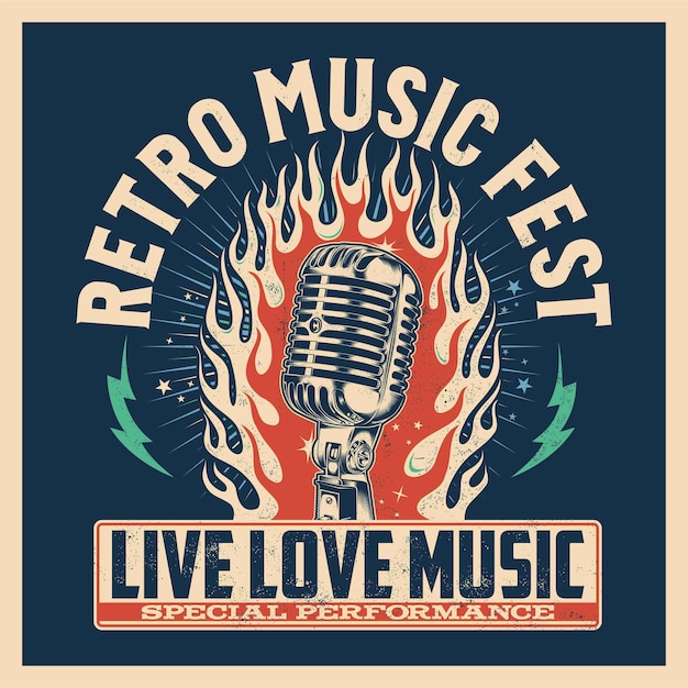 Vector retro muziekfest