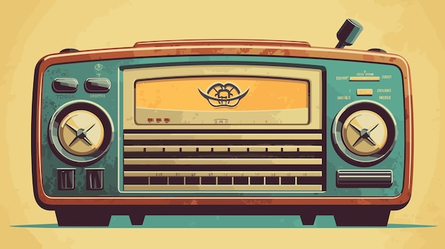 Vector retro muziekspeler oude radio illustratie van een oude radio-ontvanger van de vorige eeuw