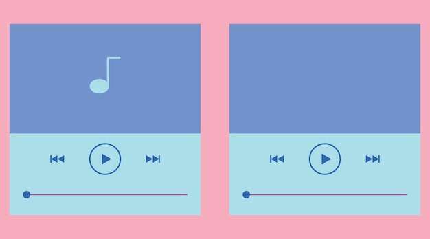 Vector retro muziekspeler ui-venster afspeellijst op roze achtergrond