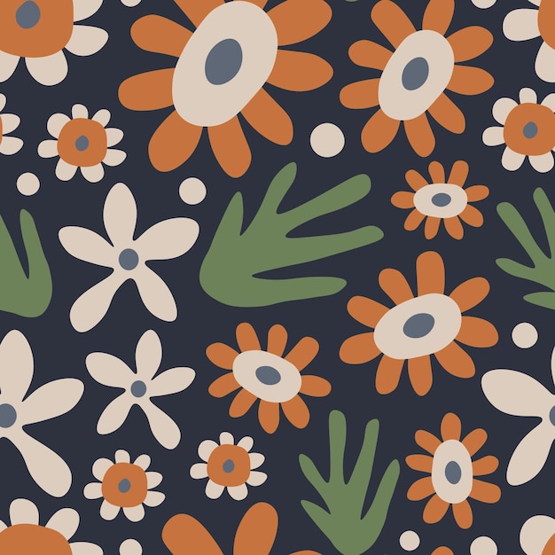 Retro naadloos patroon met boho bloemen