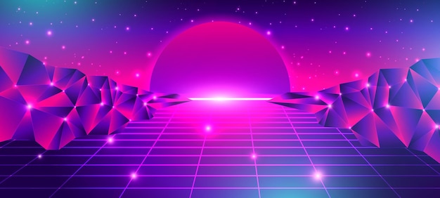 Vector retro neon music streaming background