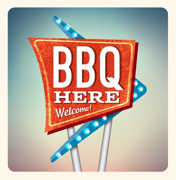 Vector retro neon sign bbq