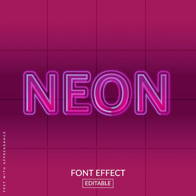 Effetto font al neon di testo retrò