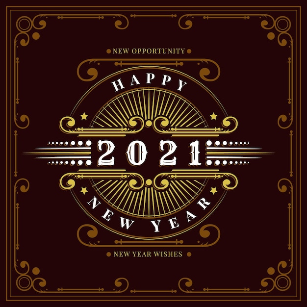 Vector retro new year 2021 greeting