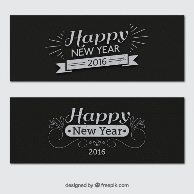 Retro new year banners