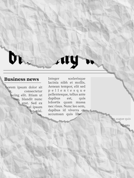Vector retro newspaper with torn strip fake news of a torn newspaper torn paper texture with text insert