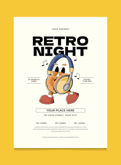 Retro Night evenementontwerpposter