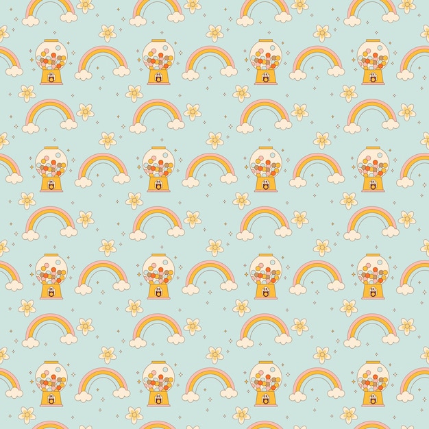 Vector retro nostalgia summer seamless pattern