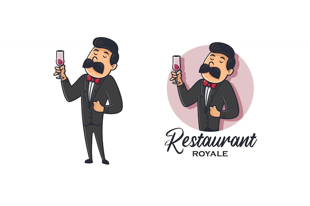 Retro obers wijn en restaurant logo
