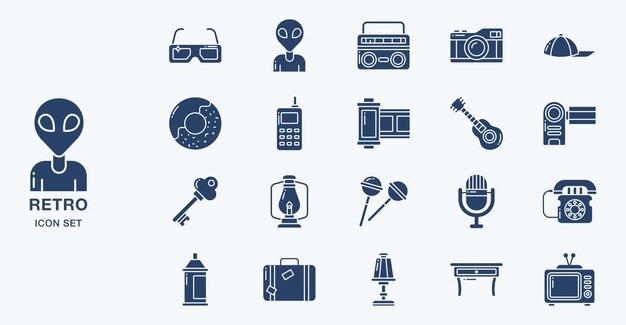 Retro objects vector icon illustration