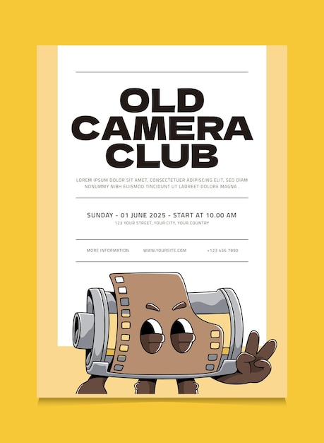 Vector retro old camera club design poster