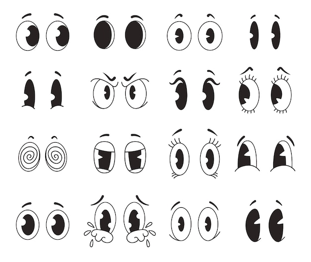 Retro old style mouth face expression characters animation mascot isolated on white background set