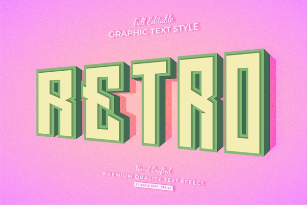 Vector retro old vintage 3d editable text effect font style
