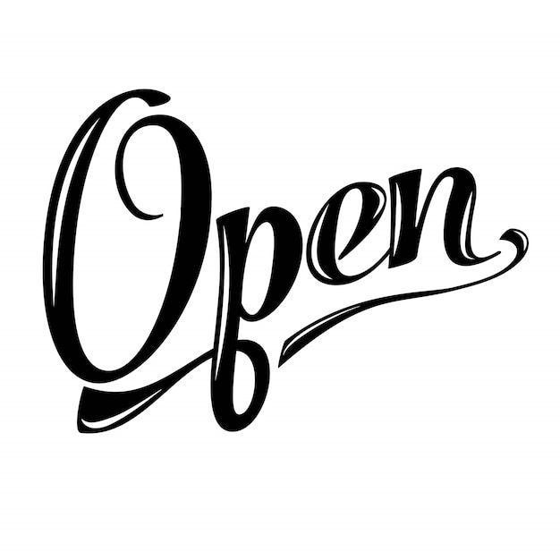 retro open sign on white