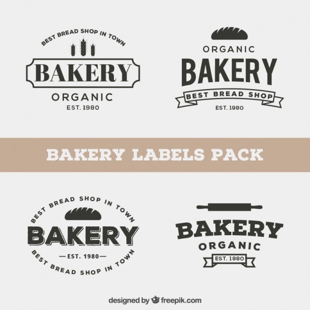 Vector retro organic bakery logos