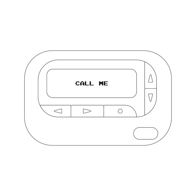 Vector retro pager device from the 80s 90s production vector doodle illustration