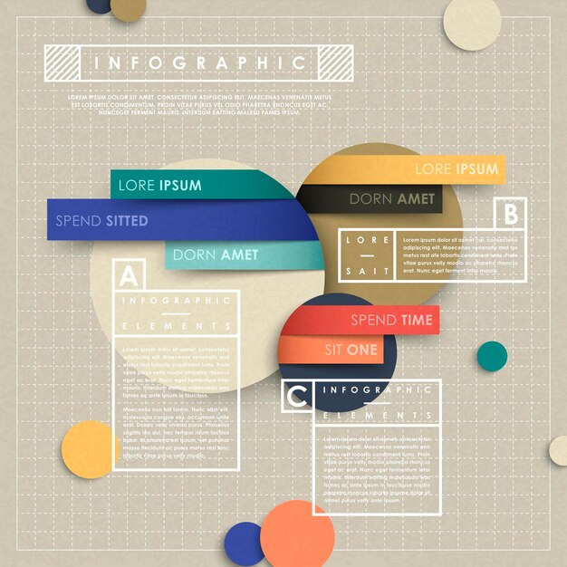 벡터 레트로 종이 콜라주 스타일 벡터 추상 infographic 요소