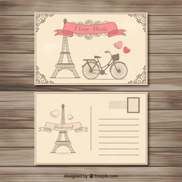 Vector retro paris postcard