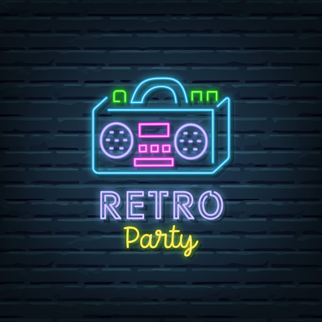 Retro partij neon teken