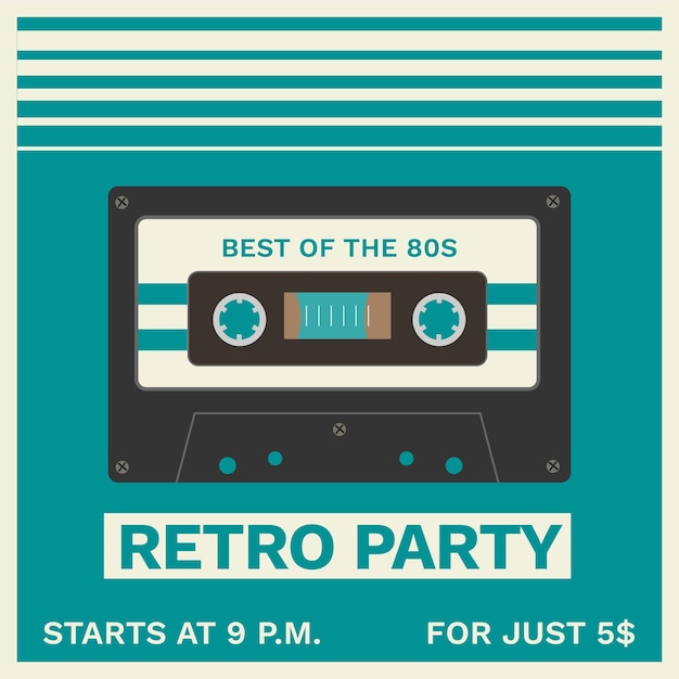 Retro party audio cassette poster