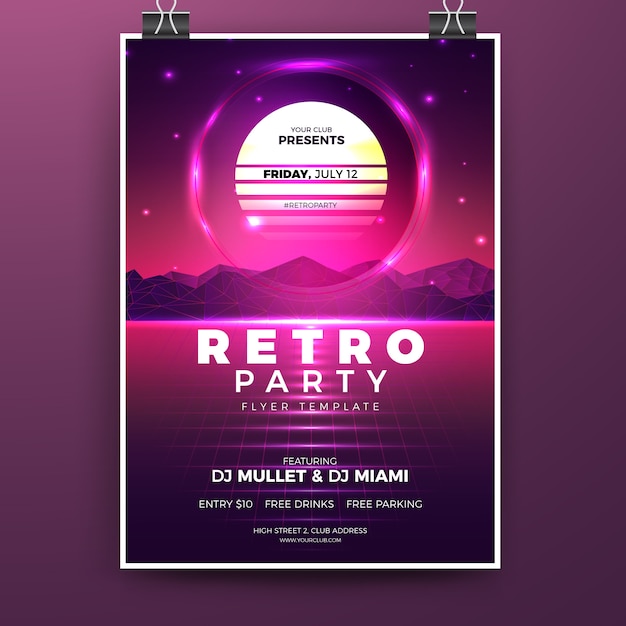 Retro party flyer template