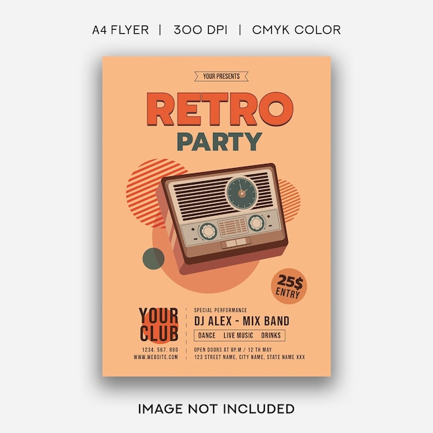 retro party flyer template