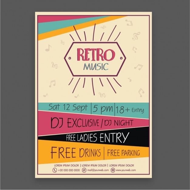 Vector retro party poster with colored shapes