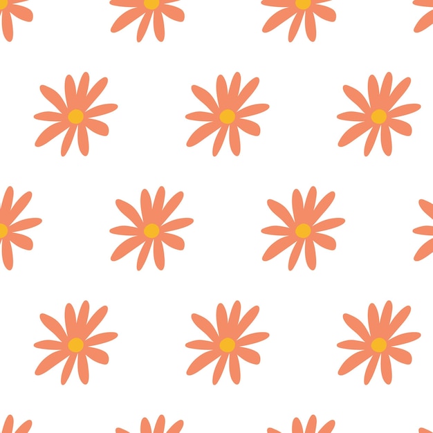 Retro pattern with 70s flowers Vector illustration Groovy pattern with flowersSeamless pattern