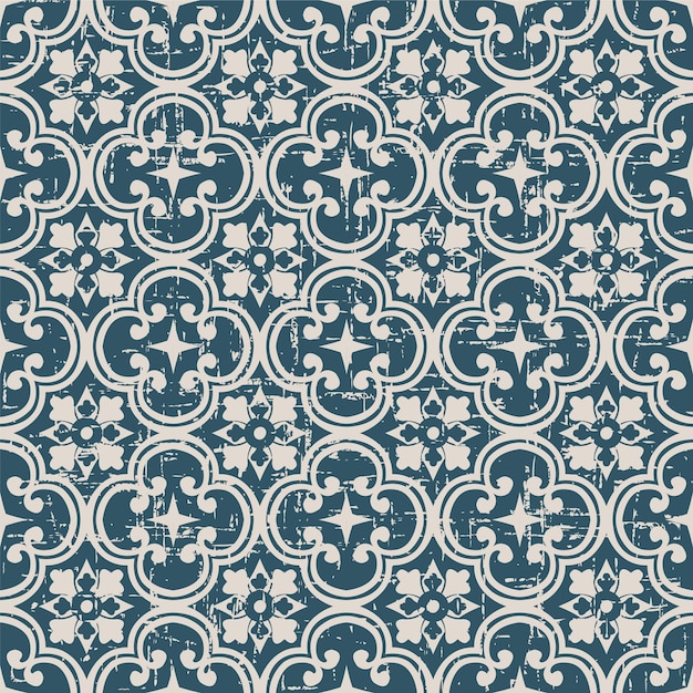 retro pattern with round curve cross flower