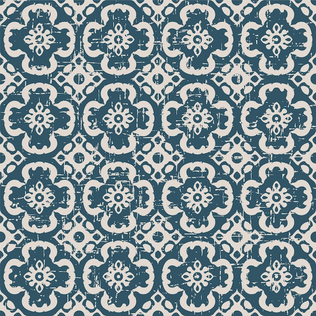 retro pattern with round curve flower geometry