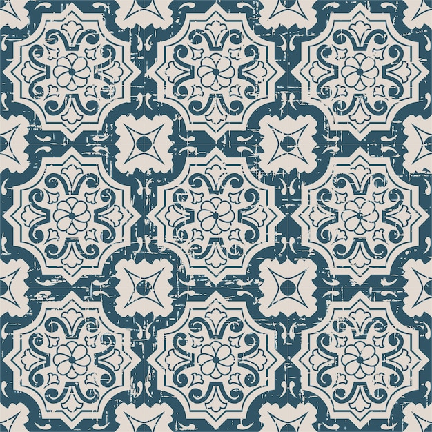 retro pattern with round polygon flower line