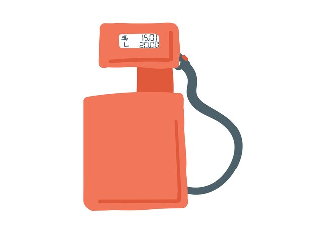 Retro petrol pump gas station red color hand drawn cartoon style doodle single element